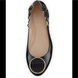 Tory Burch Twiggie Patent Logo Ballet Flats